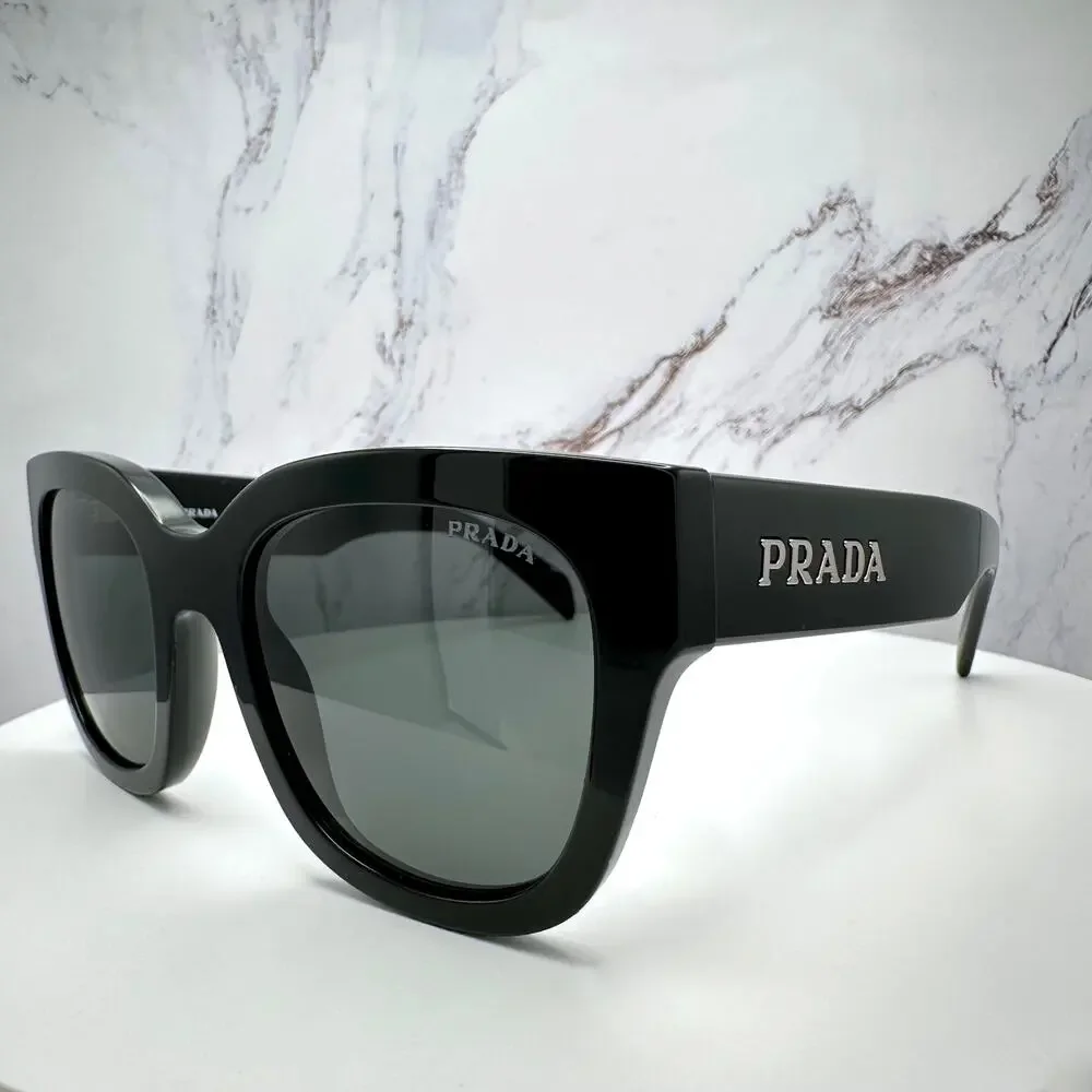 New PRADA Sunglasses PR C04S 16K08Z Black Square Acetate Grey Lens 52-22-145 - Picture 10 of 16